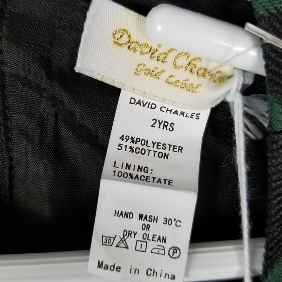 David Charles Girls 2 YRS Green Brocade Dress Jacquard Special Occasion Holiday - Picture 6 of 15